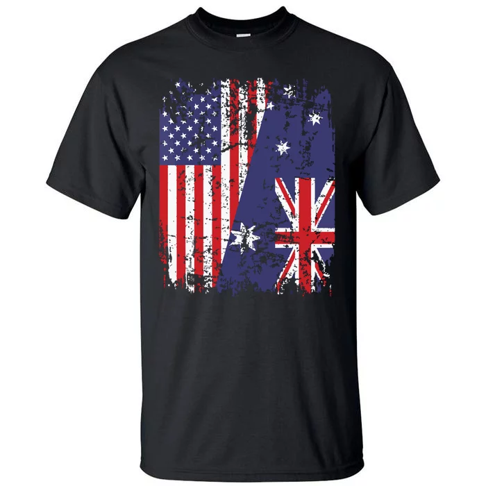 AUSTRALIAN ROOTS Half American Flag AUSTRALIA Tall T-Shirt