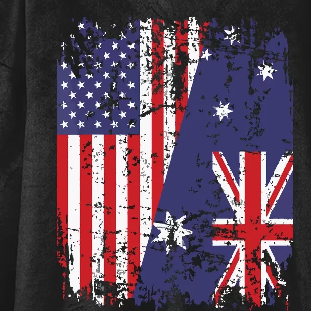 AUSTRALIAN ROOTS Half American Flag AUSTRALIA Hooded Wearable Blanket