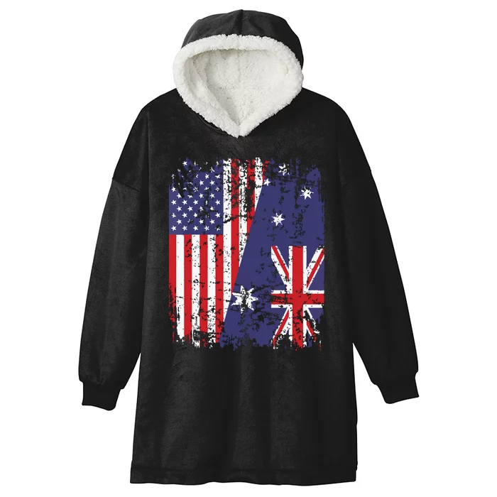 AUSTRALIAN ROOTS Half American Flag AUSTRALIA Hooded Wearable Blanket