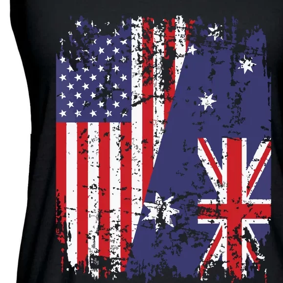 AUSTRALIAN ROOTS Half American Flag AUSTRALIA Ladies Essential Flowy Tank