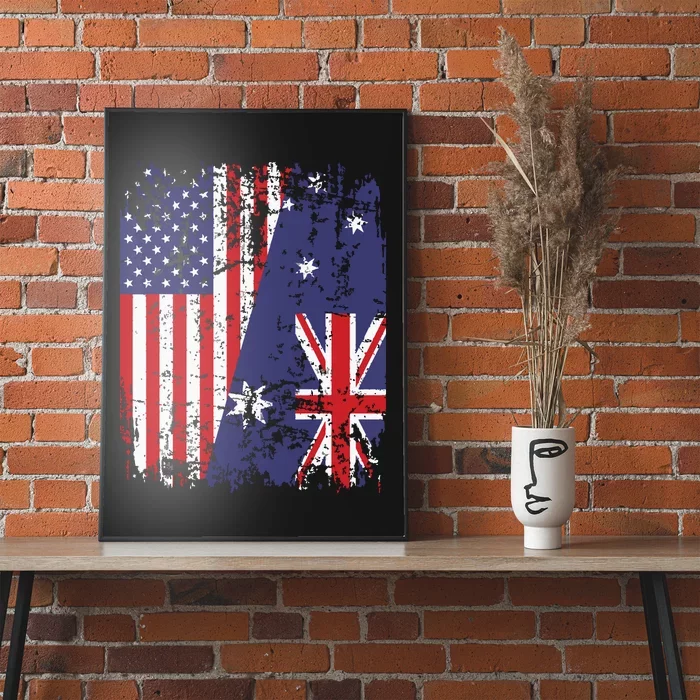 AUSTRALIAN ROOTS Half American Flag AUSTRALIA Poster