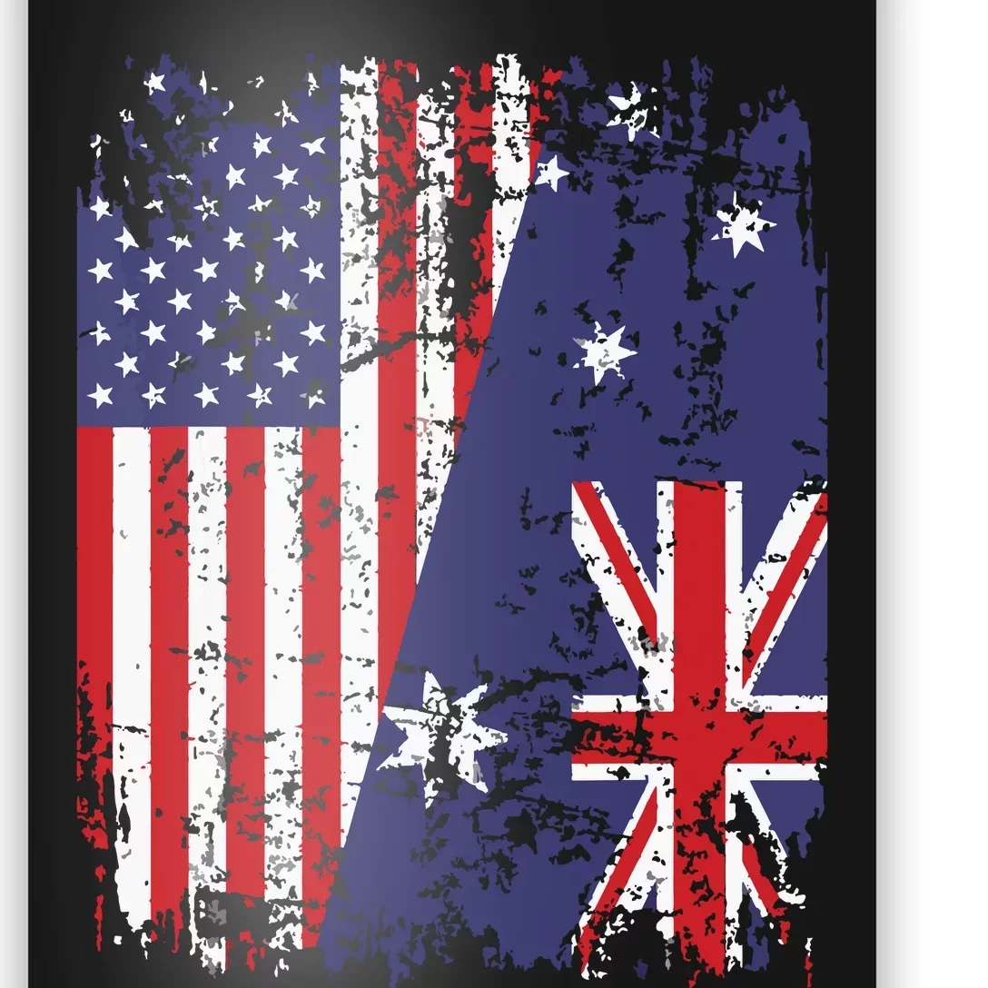 AUSTRALIAN ROOTS Half American Flag AUSTRALIA Poster