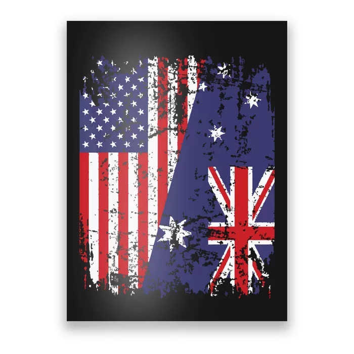 AUSTRALIAN ROOTS Half American Flag AUSTRALIA Poster