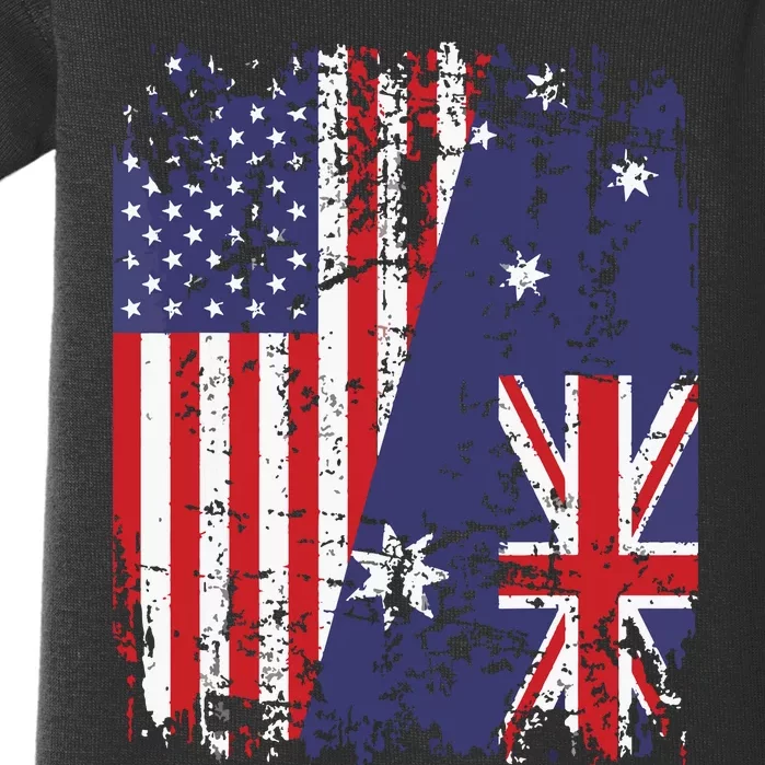 AUSTRALIAN ROOTS Half American Flag AUSTRALIA Baby Bodysuit