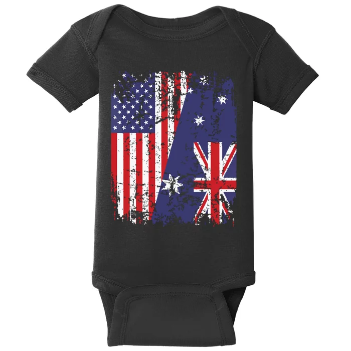 AUSTRALIAN ROOTS Half American Flag AUSTRALIA Baby Bodysuit