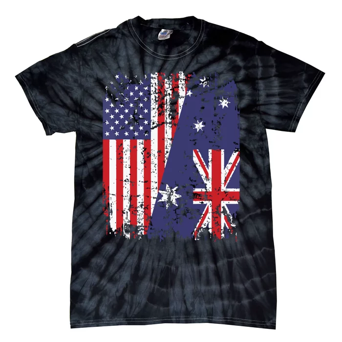 AUSTRALIAN ROOTS Half American Flag AUSTRALIA Tie-Dye T-Shirt