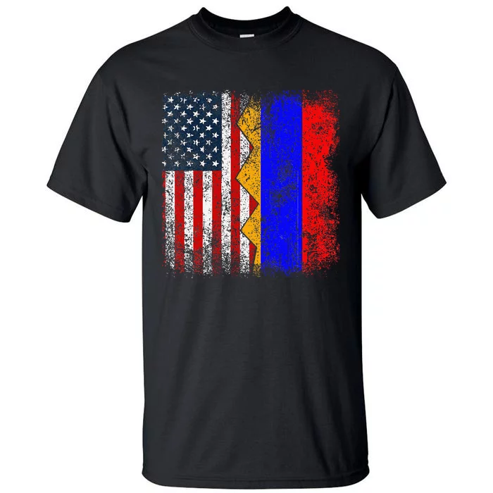 Armenian Roots Half American Flag America Armenia Flags Tall T-Shirt