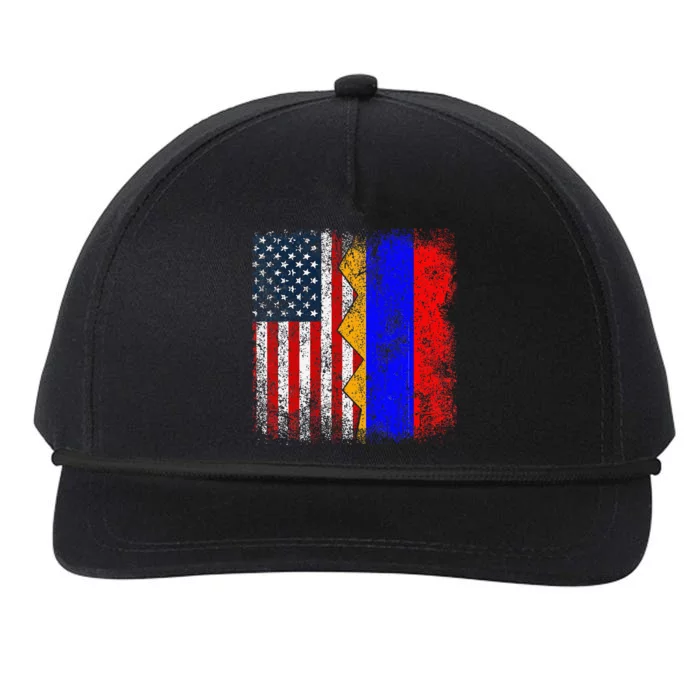 Armenian Roots Half American Flag America Armenia Flags Snapback Five-Panel Rope Hat