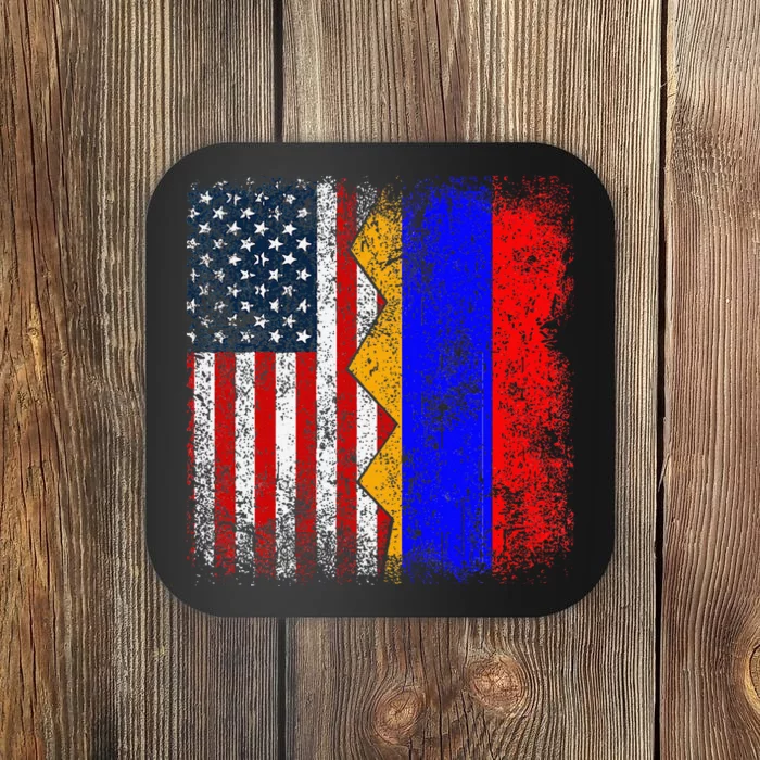 Armenian Roots Half American Flag America Armenia Flags Coaster