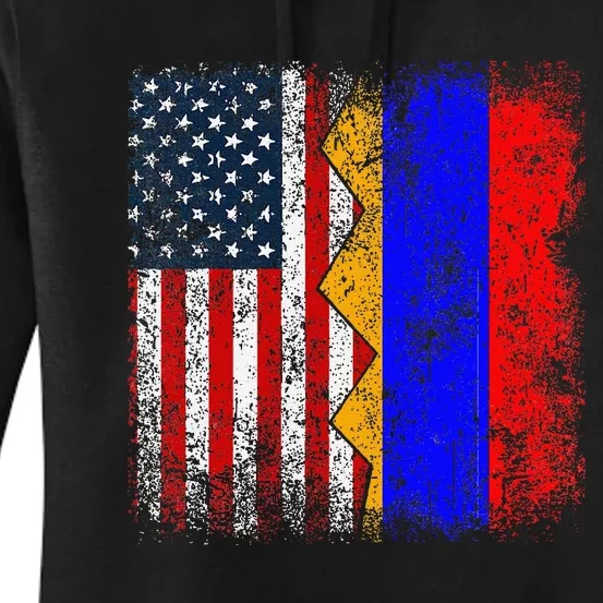 Armenian Roots Half American Flag America Armenia Flags Women's Pullover Hoodie