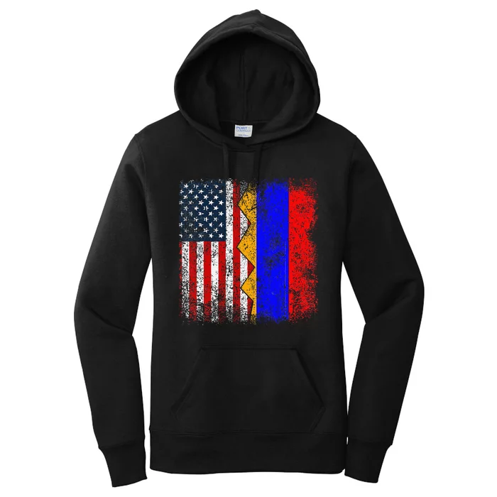 Armenian Roots Half American Flag America Armenia Flags Women's Pullover Hoodie