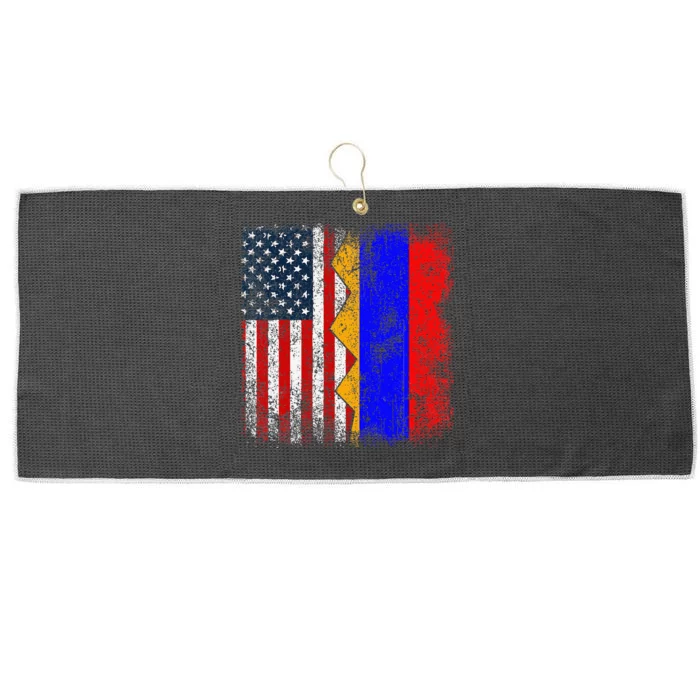 Armenian Roots Half American Flag America Armenia Flags Large Microfiber Waffle Golf Towel