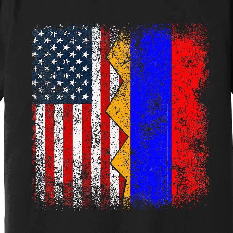 Armenian Roots Half American Flag America Armenia Flags Premium T-Shirt