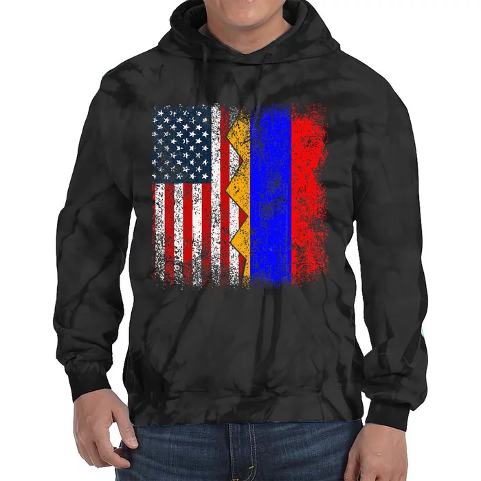 Armenian Roots Half American Flag America Armenia Flags Tie Dye Hoodie