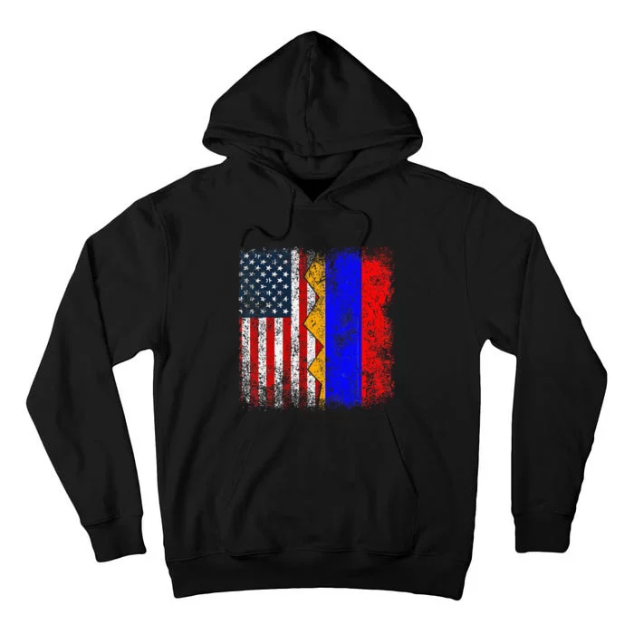 Armenian Roots Half American Flag America Armenia Flags Tall Hoodie