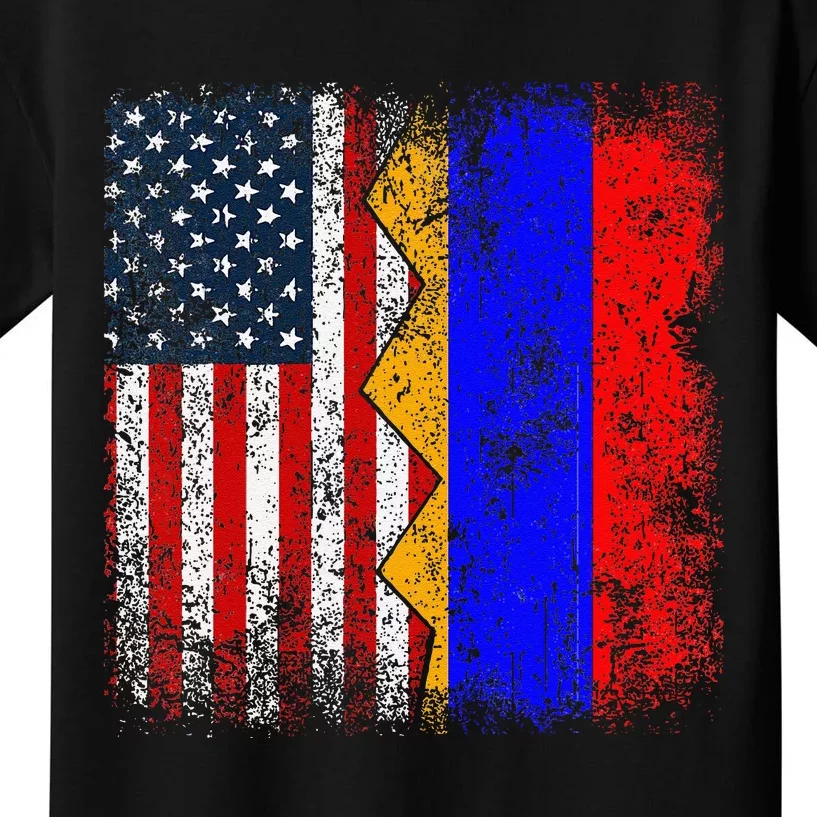 Armenian Roots Half American Flag America Armenia Flags Kids T-Shirt