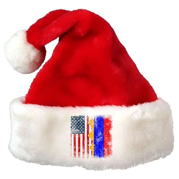 Armenian Roots Half American Flag America Armenia Flags Premium Christmas Santa Hat