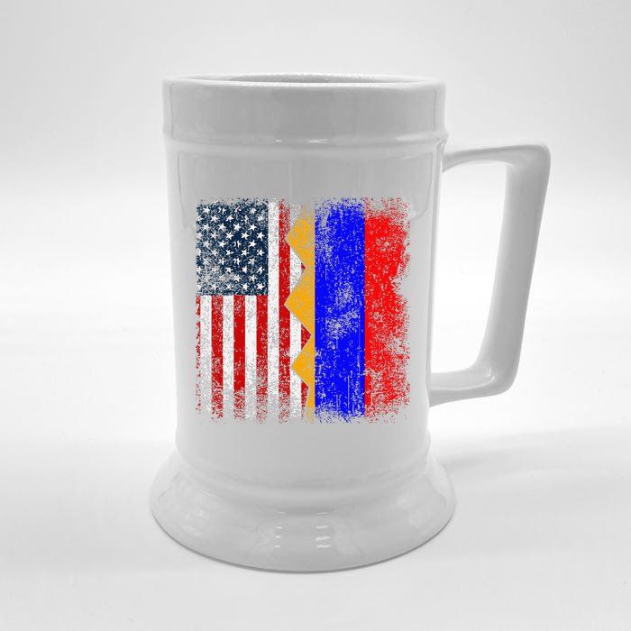 Armenian Roots Half American Flag America Armenia Flags Front & Back Beer Stein