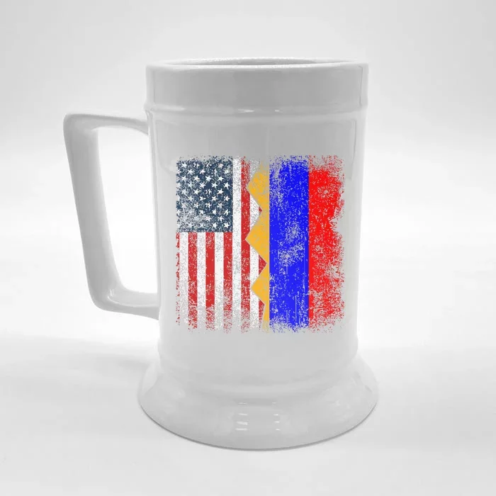 Armenian Roots Half American Flag America Armenia Flags Front & Back Beer Stein