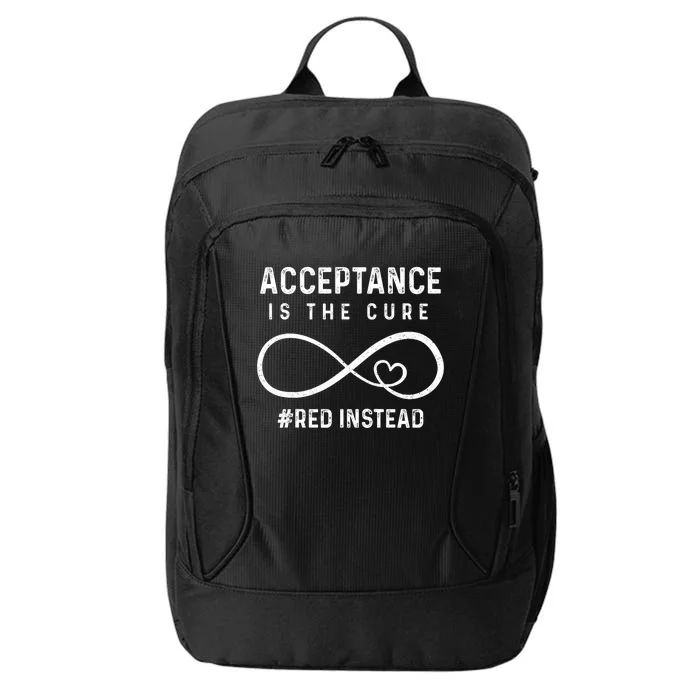 Autism Red Instead Acceptance Is The Cure Red Instead City Backpack