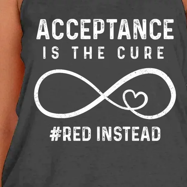 Autism Red Instead Acceptance Is The Cure Red Instead Women's Knotted Racerback Tank