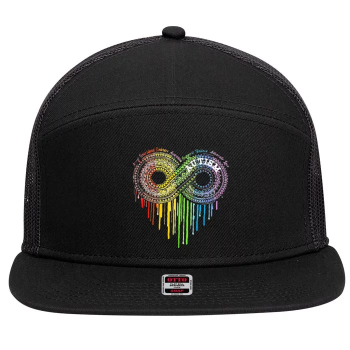 Autism Rainbow Infinity Symbol Asd Awareness 7 Panel Mesh Trucker Snapback Hat