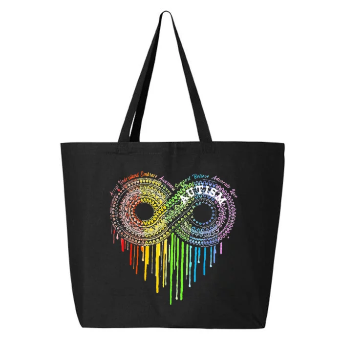 Autism Rainbow Infinity Symbol Asd Awareness 25L Jumbo Tote