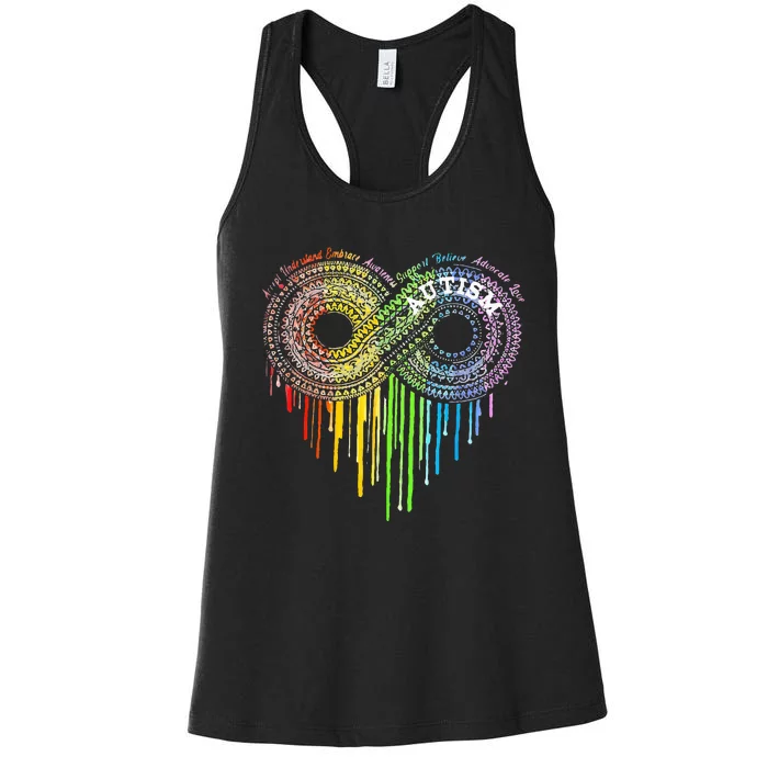 Autism Rainbow Infinity Symbol Asd Awareness Women's Racerback Tank