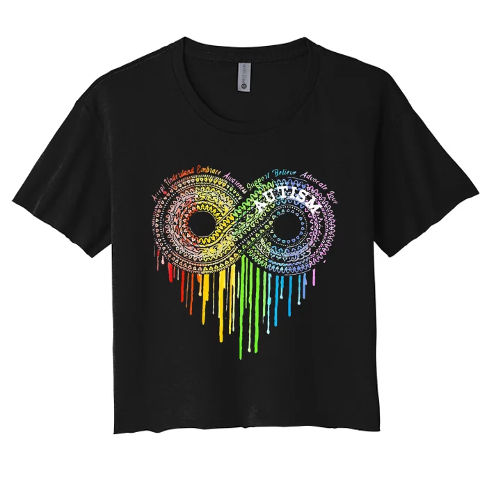 Autism Rainbow Infinity Symbol Asd Awareness Women's Crop Top Tee