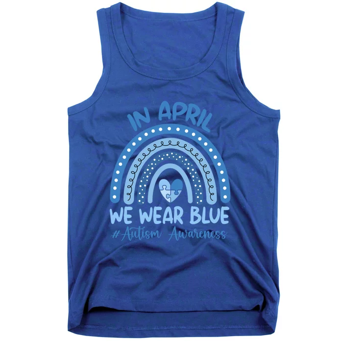 Autism Rainbow In April We Wear Blue Autism Awareness Month Gift Tank Top