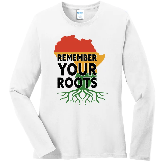 African Roots I'm Black History Melanin African American Ladies Long Sleeve Shirt