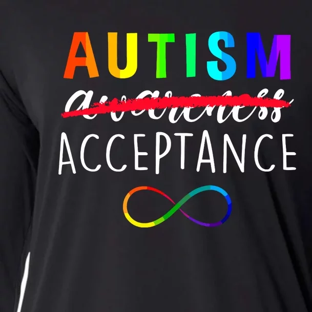 Autism Red Instead Acceptance Not Awareness Cooling Performance Long Sleeve Crew