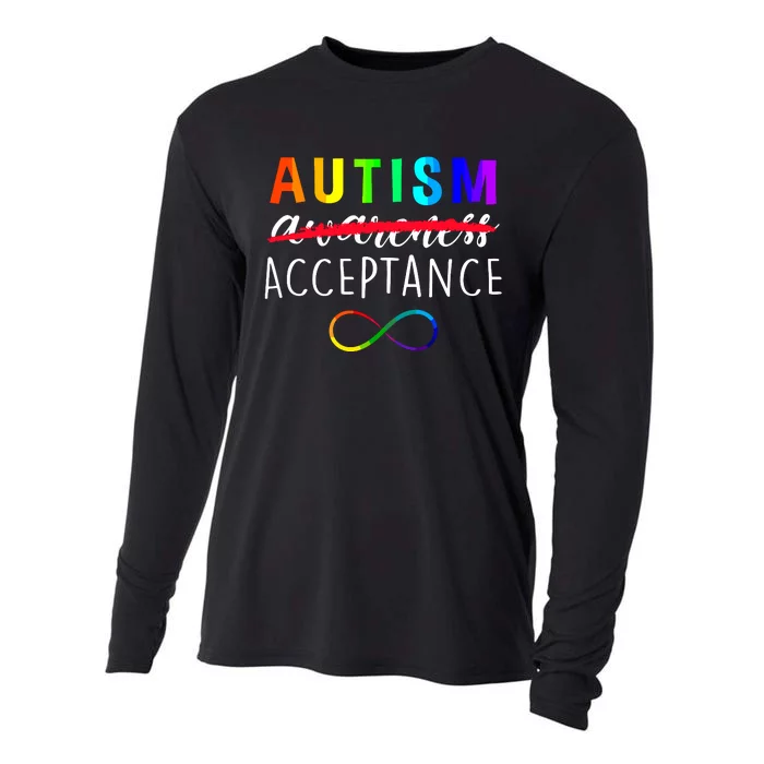 Autism Red Instead Acceptance Not Awareness Cooling Performance Long Sleeve Crew