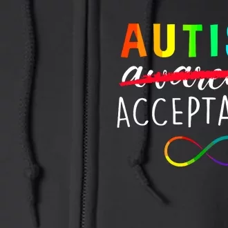 Autism Red Instead Acceptance Not Awareness Full Zip Hoodie