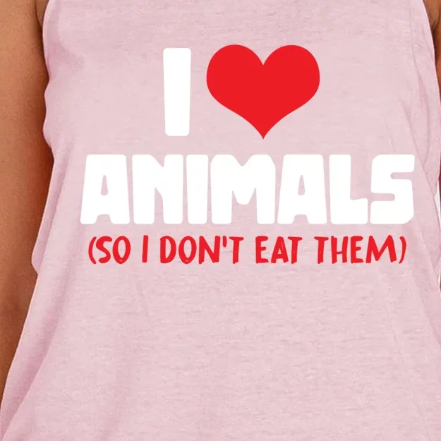 Animal Rights I Love Animals So I Dont Eat Them Vegetarian Gift Women's Knotted Racerback Tank