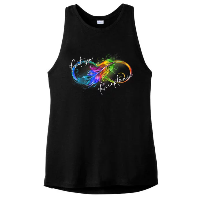 Autism Red Instead Infinity Symbol Autistic Acceptance Ladies Tri-Blend Wicking Tank