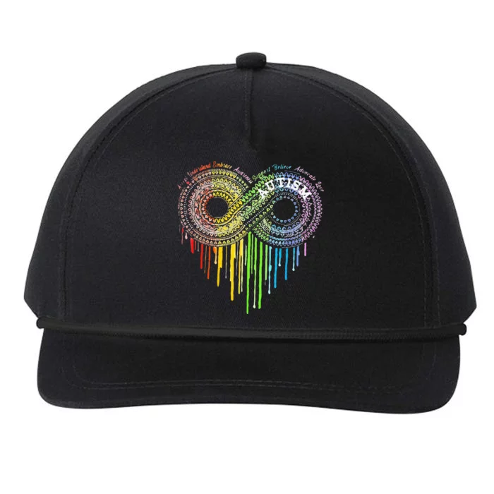 Autism Rainbow Infinity Symbol Asd Awareness Snapback Five-Panel Rope Hat