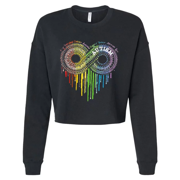 Autism Rainbow Infinity Symbol Asd Awareness Cropped Pullover Crew