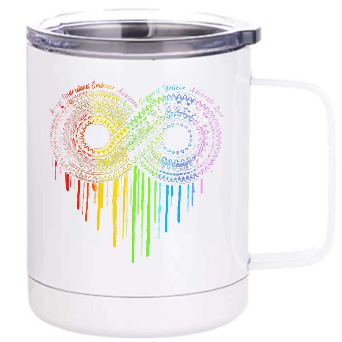 Autism Rainbow Infinity Symbol Asd Awareness Front & Back 12oz Stainless Steel Tumbler Cup