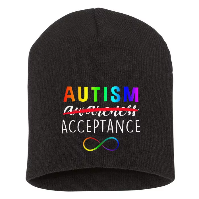 Autism Red Instead Acceptance Not Awareness Short Acrylic Beanie