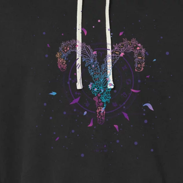 Aries Floral Zodiac Garment-Dyed Fleece Hoodie