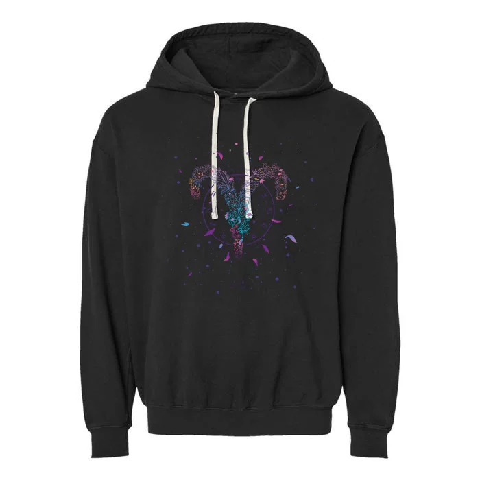 Aries Floral Zodiac Garment-Dyed Fleece Hoodie