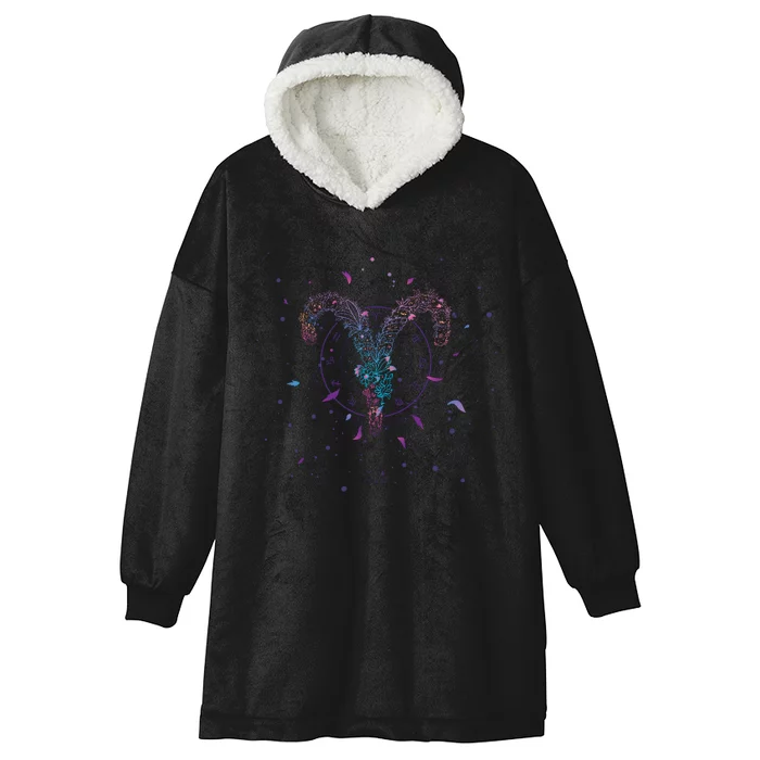 Aries Floral Zodiac Hooded Wearable Blanket