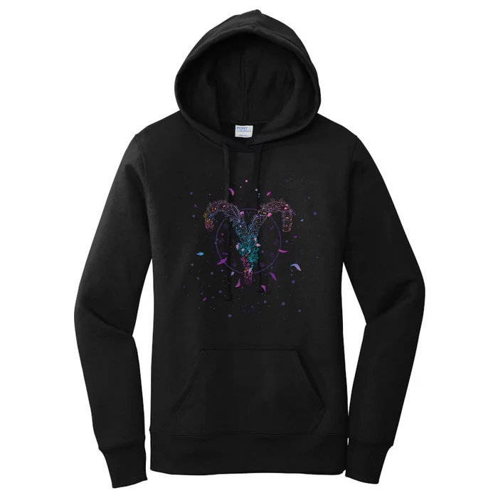 Aries Floral Zodiac Women's Pullover Hoodie