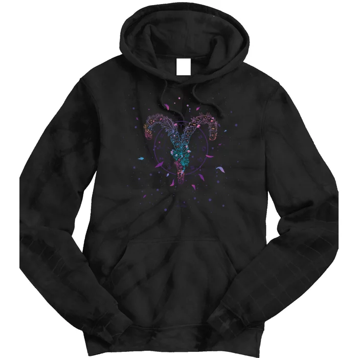 Aries Floral Zodiac Tie Dye Hoodie