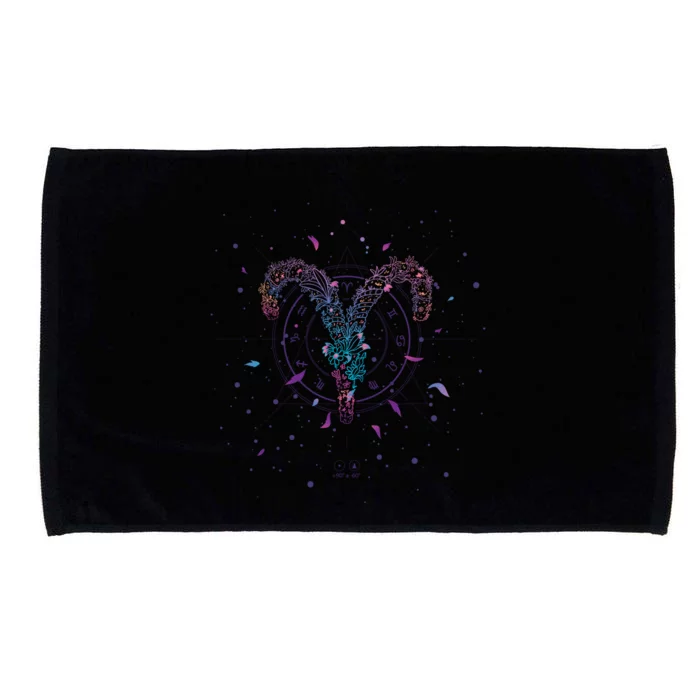 Aries Floral Zodiac Microfiber Hand Towel