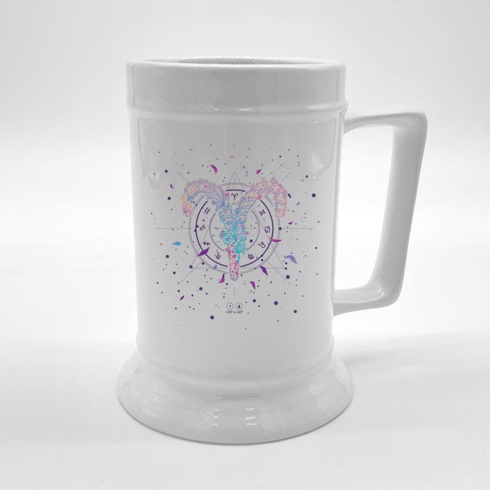 Aries Floral Zodiac Front & Back Beer Stein