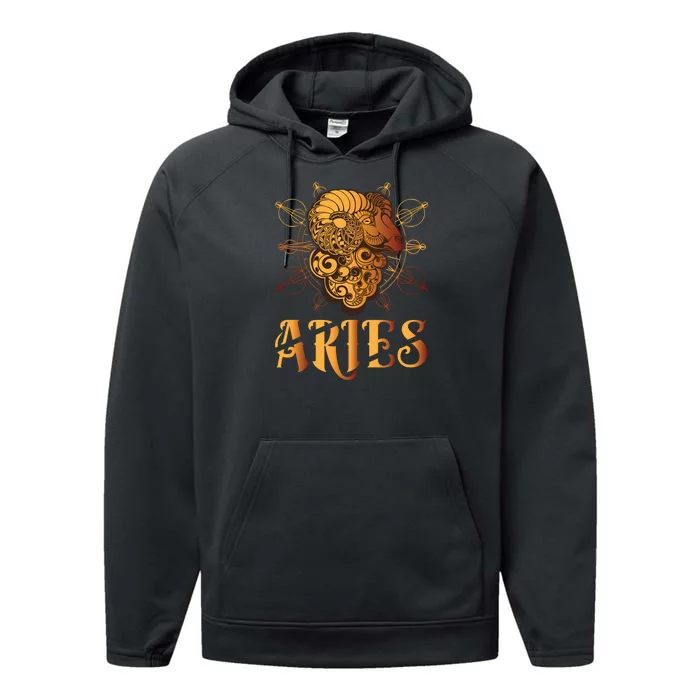 Aries goat Zodiac Performance Fleece Hoodie