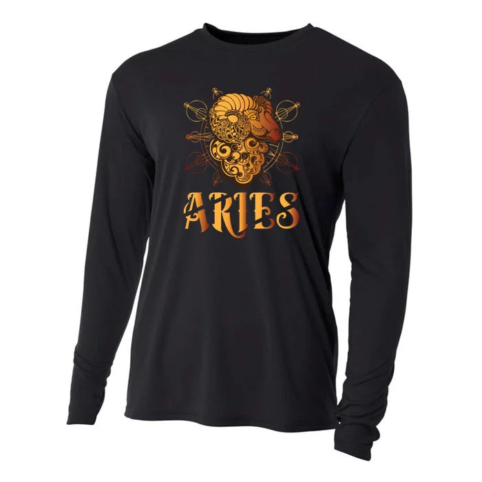 Aries goat Zodiac Cooling Performance Long Sleeve Crew