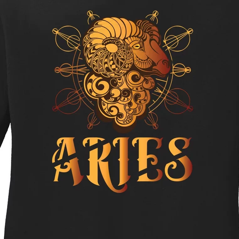 Aries goat Zodiac Ladies Long Sleeve Shirt